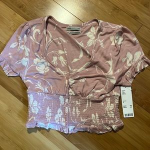 Medium urban outfitters pink floral crop top
